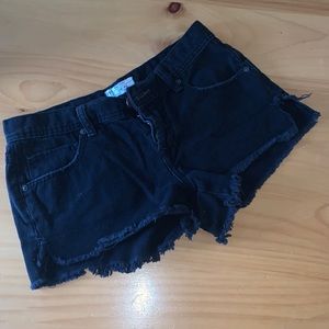 Free people black denim shorts size 26